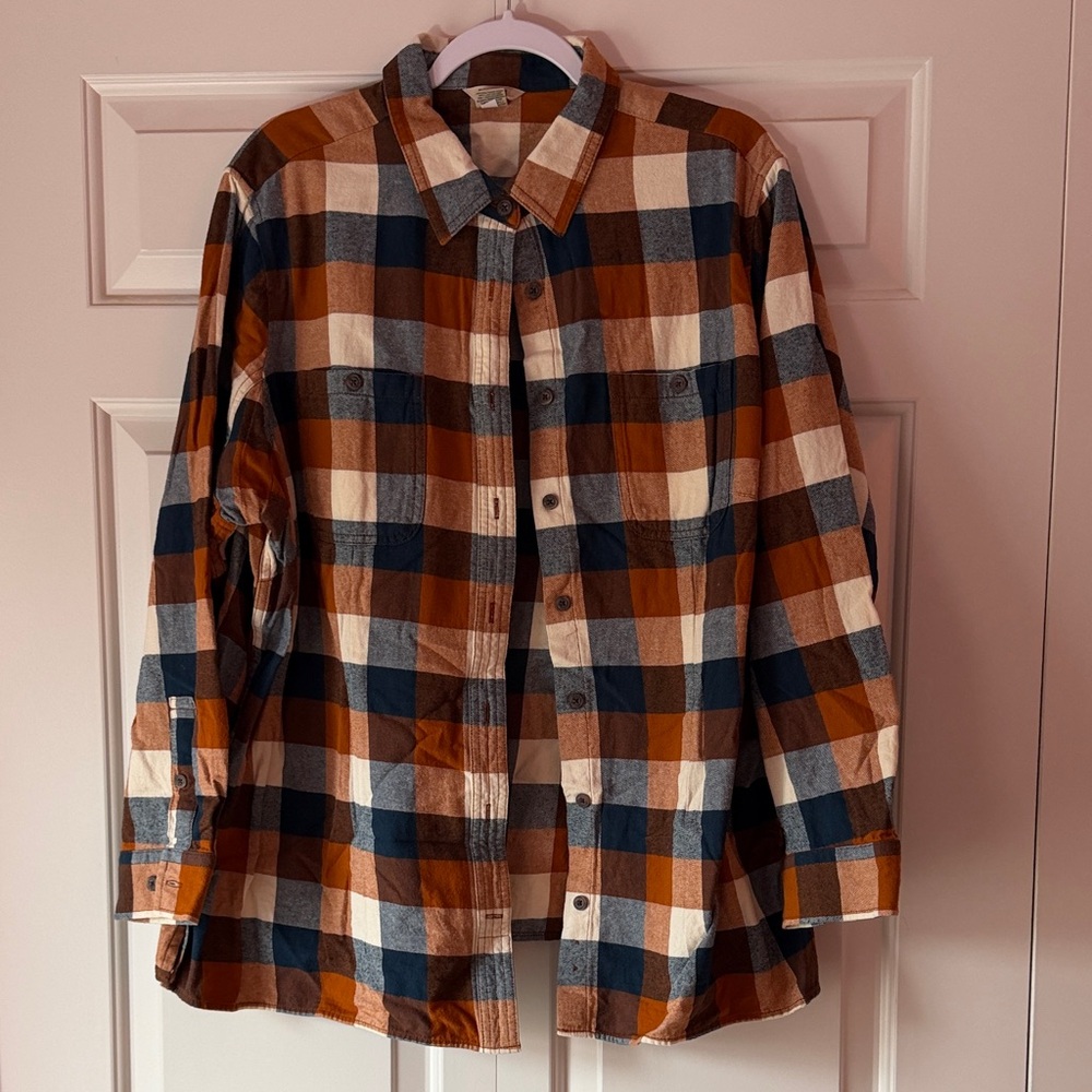 Duluth Trading Co Women's Plaid Button Down Shirt - 100% Cotton